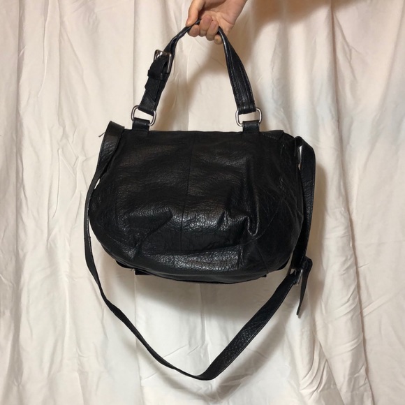 90s Zara Black Genuine Leather Satchel - Picture 2 of 4